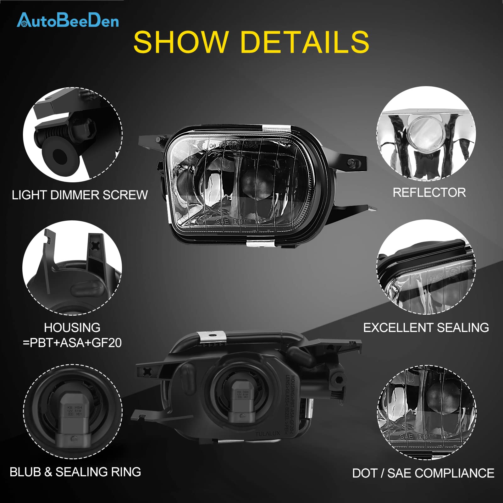 Luces antiniebla compatible con Mercedes Benz W203 S203 CL203 C209 A209 C215 R171, Clase C Sportcoupe CLC CLK S Coupe CL SLK, 05/2000-12/2011, 1 Par (Negro)
