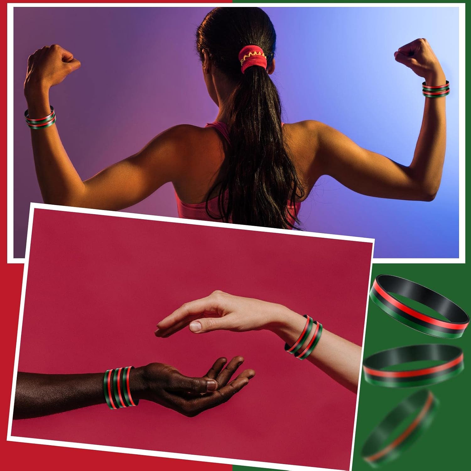 Sratte 30 Pcs Black History Month Silicone Bracelets Bulk Juneteenth Rubber Bracelets African Black History Month Wristbands Decorations Gifts for Juneteenth Festival Party American Freedom Day