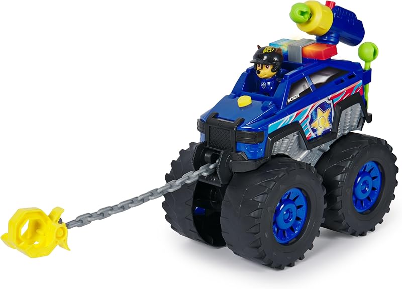 PAW Patrol Chase Deluxe Monster Truck - Motorizált Csörlővel, Fény és Hangeffektekkel, Lövedékkilövővel - Játék Gyerekeknek 3-9 Éves Korig