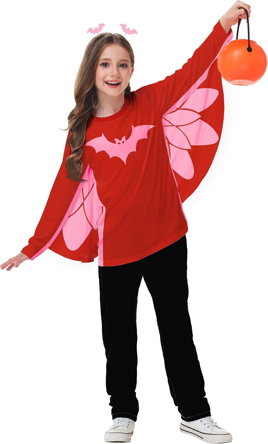 Girls Christmas Long Sleeve Shirts Xmas Graphic Tops Bat Wings Tee Shirts 5-14 Years