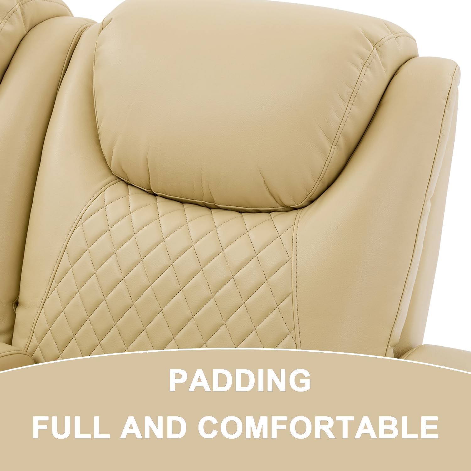 RV Loveseat Recliner, Wall Hugger Recliner Sofa PU Leather with Removable Armrests and Pillows for RVs, Living Rooms, and Home Theaters (Beige, Row of 2)