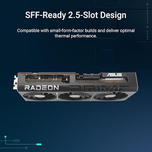 ASUS Prime Radeon RX 9070 OC Edition – Carte Graphique (16GB GDDR6, PCIe 5.0, HDMI, DisplayPort 2.1, 2.5-Slot, Ventilateurs axiaux à Double roulement à Billes, Dual BIOS) - 2