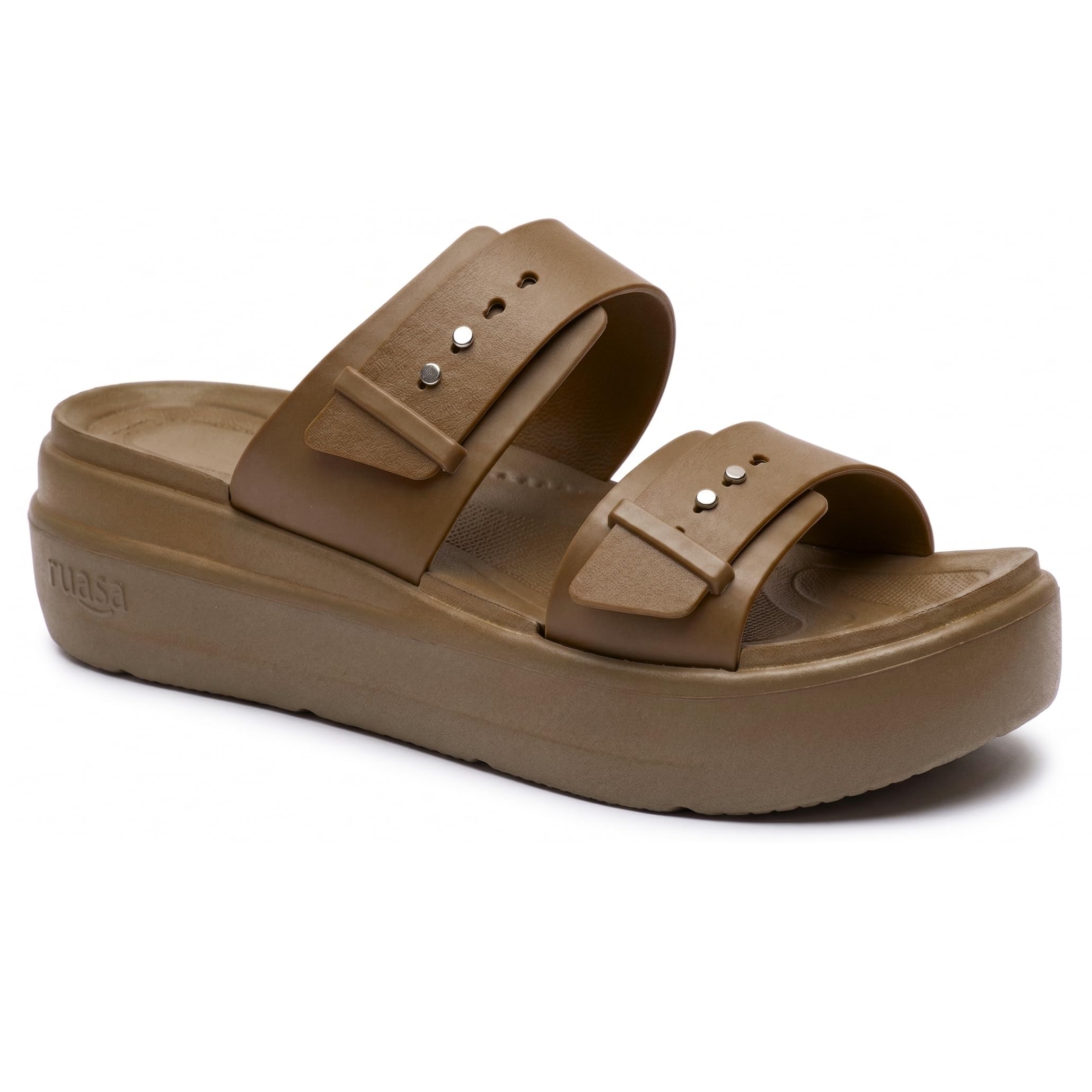 Women's EVA Platform Slides with Adjustable Double Straps | Lightweight Thick Sole Slip On Sandals For Daily Wear-image-9