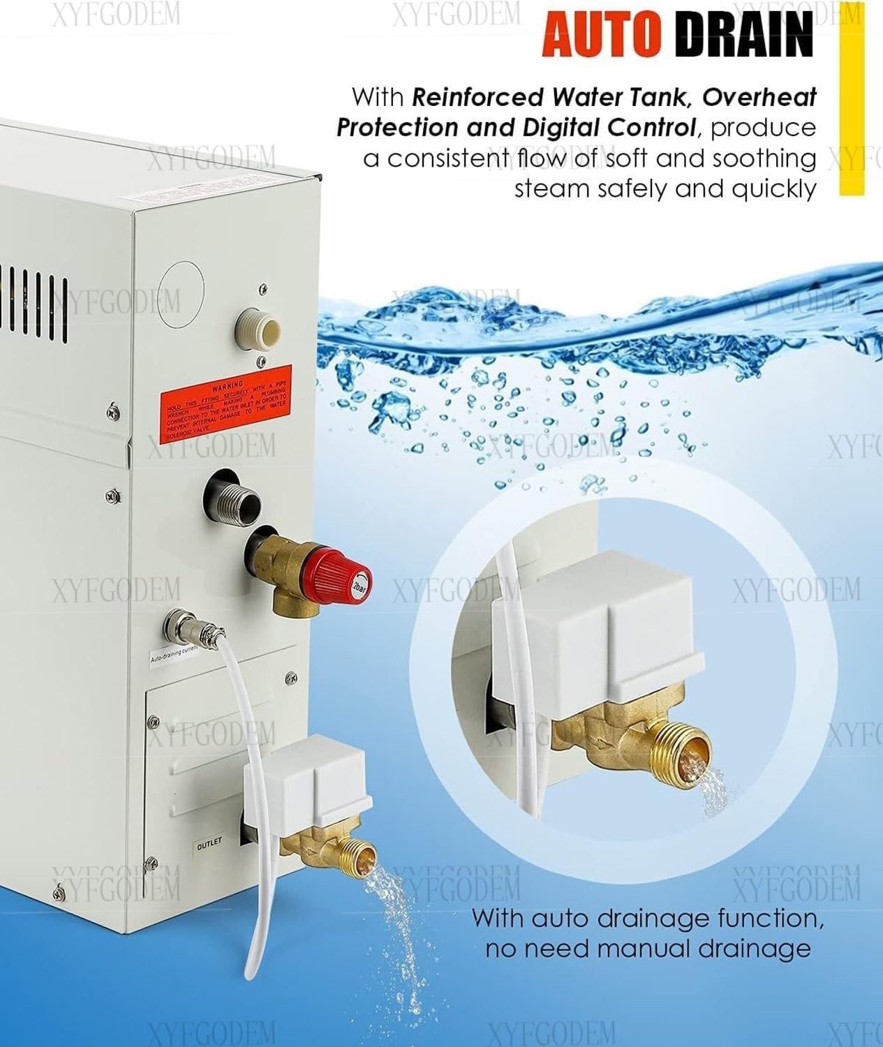 Generador de Vapor Eléctrico para Ducha y Sauna - Calentador Acero Inoxidable 304 con Control Digital Múltiples Protecciones