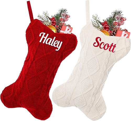 Miniatura 8 de Paquete de 2 medias de Navidad personalizadas para perros y gatos, calcetines de Navidad personalizados con nombre bordado para mascotas, gatos,