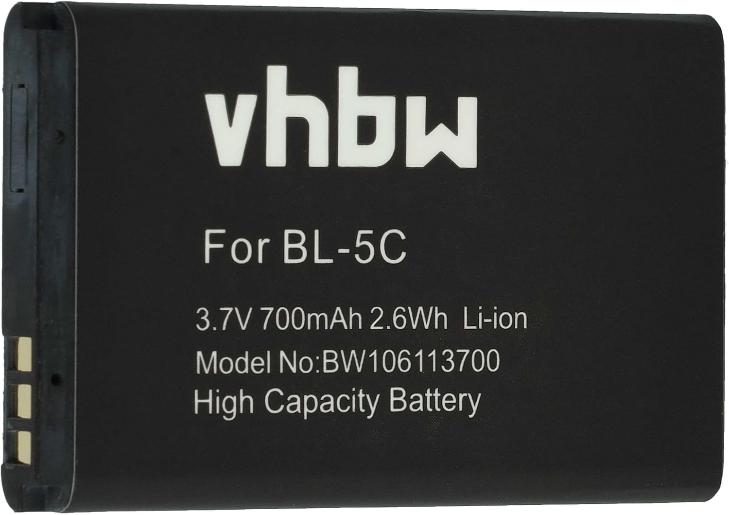 vhbw Bateria kompatybilna z Swisstone BBM 300, BBM 320, BBM 400, BBM 610, BBM 615, BBM 625 (700 mAh, 3,7 V, Li-Ion) zamiennik do BL-5C, akumulator