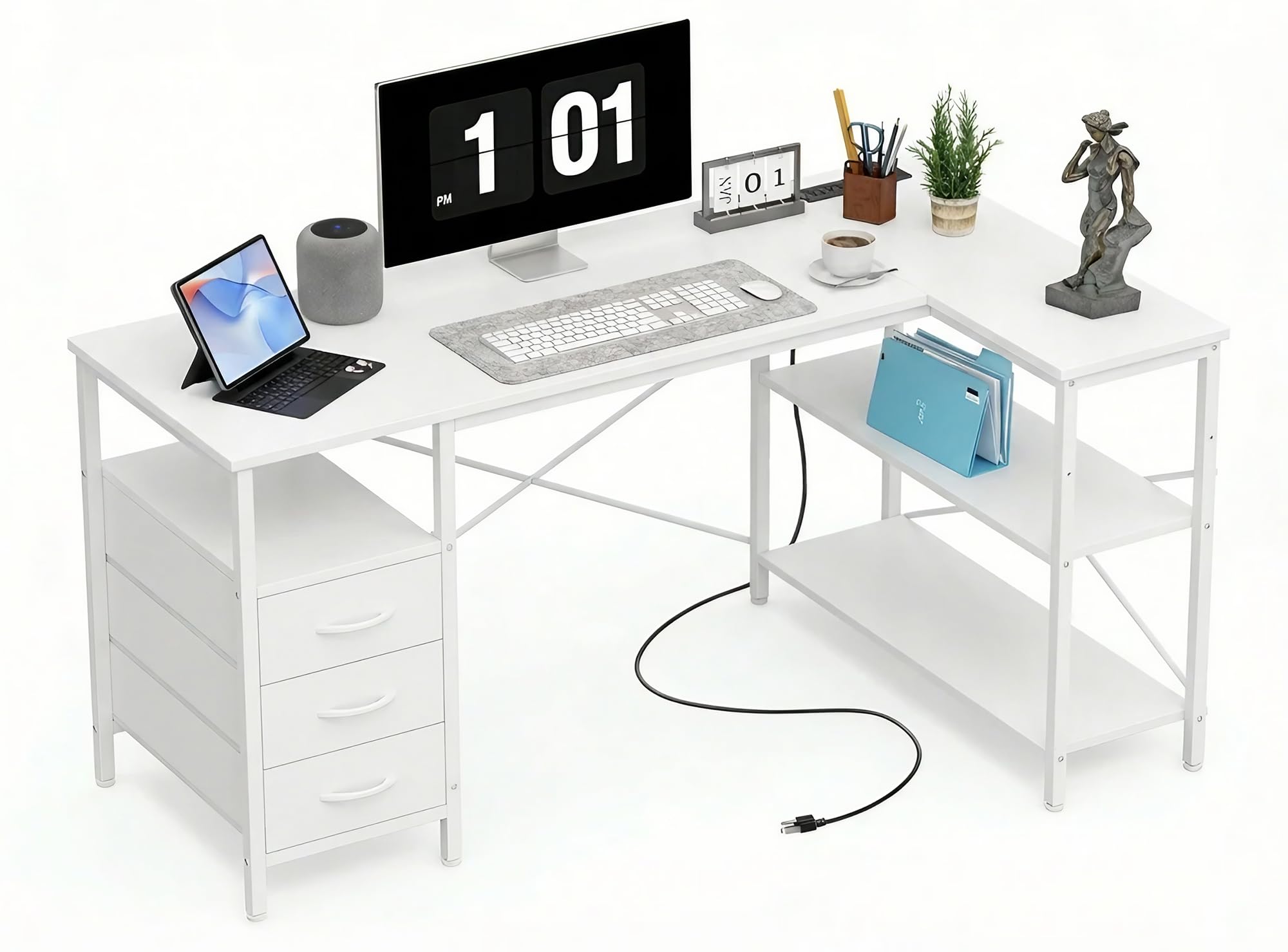 Amazon.com: Alpen L Shaped Computer Desk, 55 Inch Corner Desk with