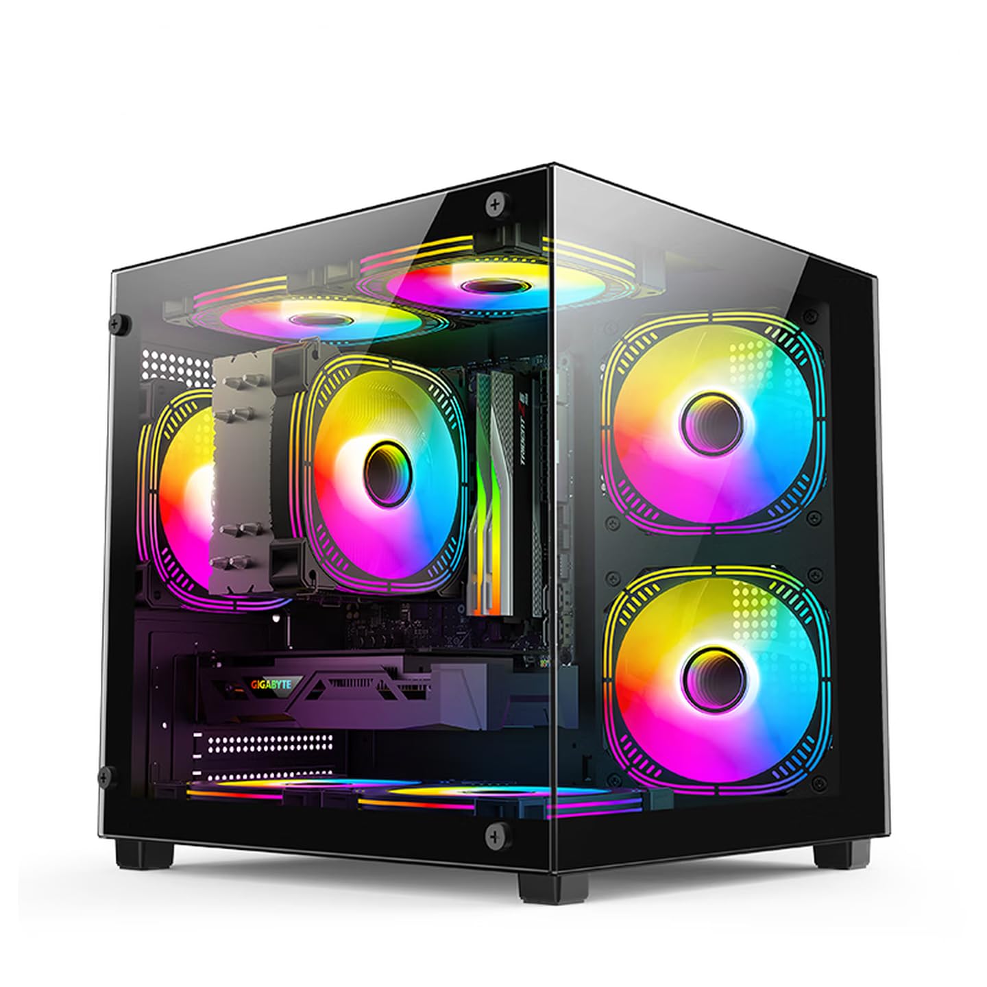 Amazon.co.jp: MOIKYIGI ピラーレス ミドルタワー PCケース Micro-ATX