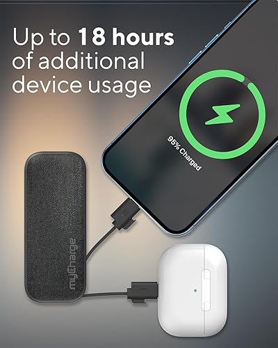 Miniatura 5 de myCharge PowerHub Mini cargador portátil para iPhone - 3000 mAh y cables integrados (Lightning, tipo C) 12 W Turbo USB C Power Bank batería de carga