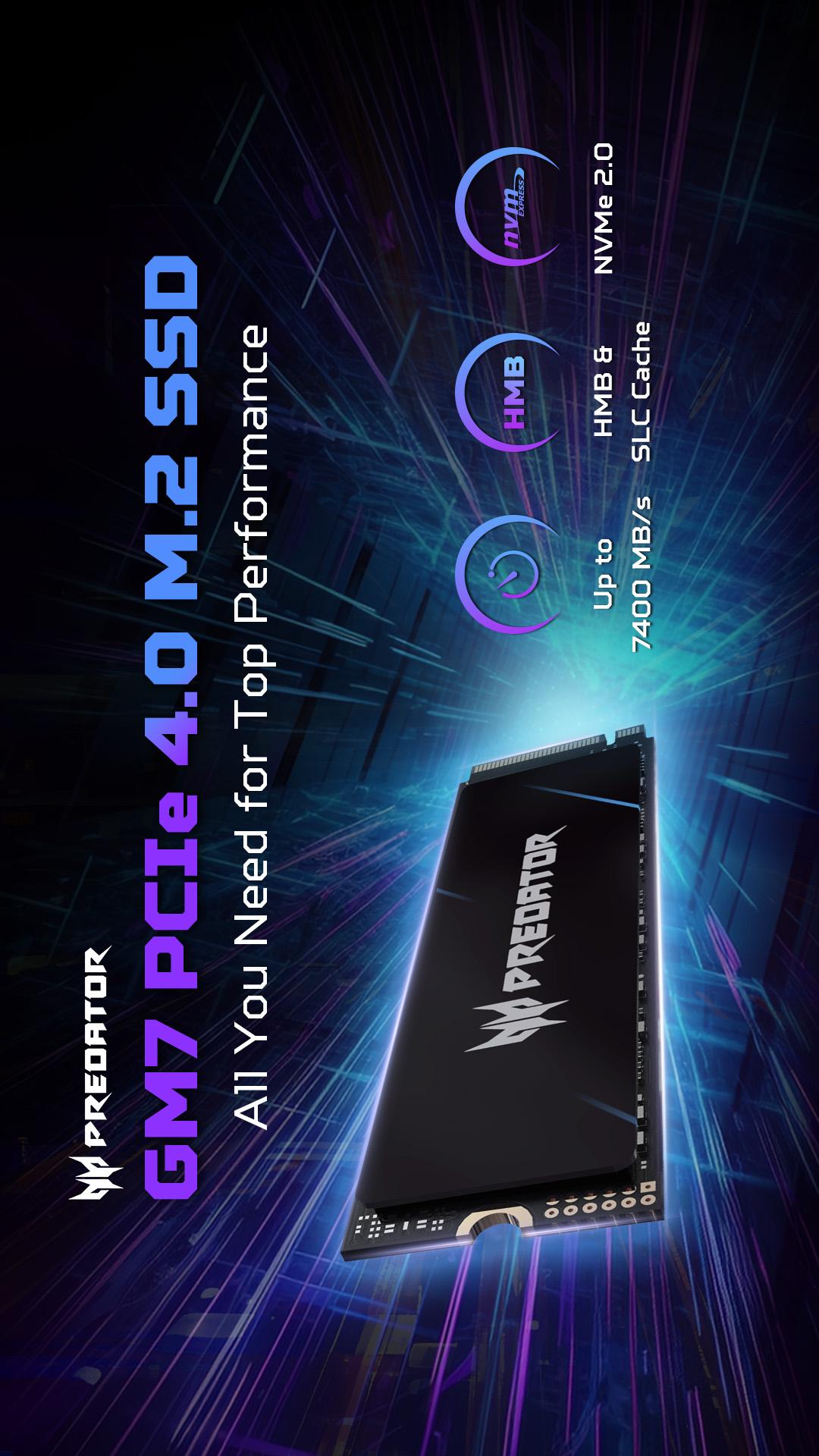 Acer Predator GM7 4TB SSD: M.2 2280 PCIe Gen 4 x4 NVMe 2.0