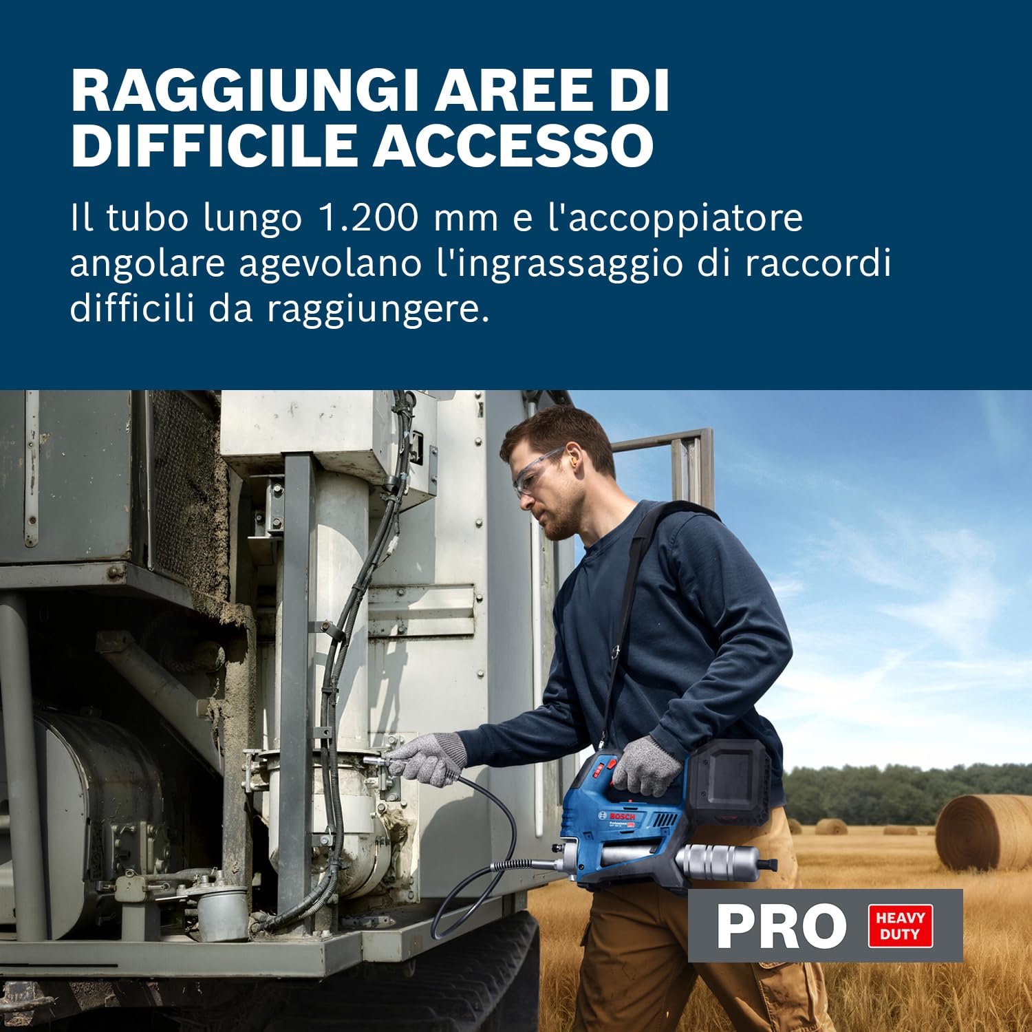 Bosch Professional 18V System Ingrassatore a batteria GFP 18V-10 (pressione di esercizio max. 10.000 psi, portata max. fino a 320 g/min., incl. accoppiatore a 90°, tracolla)