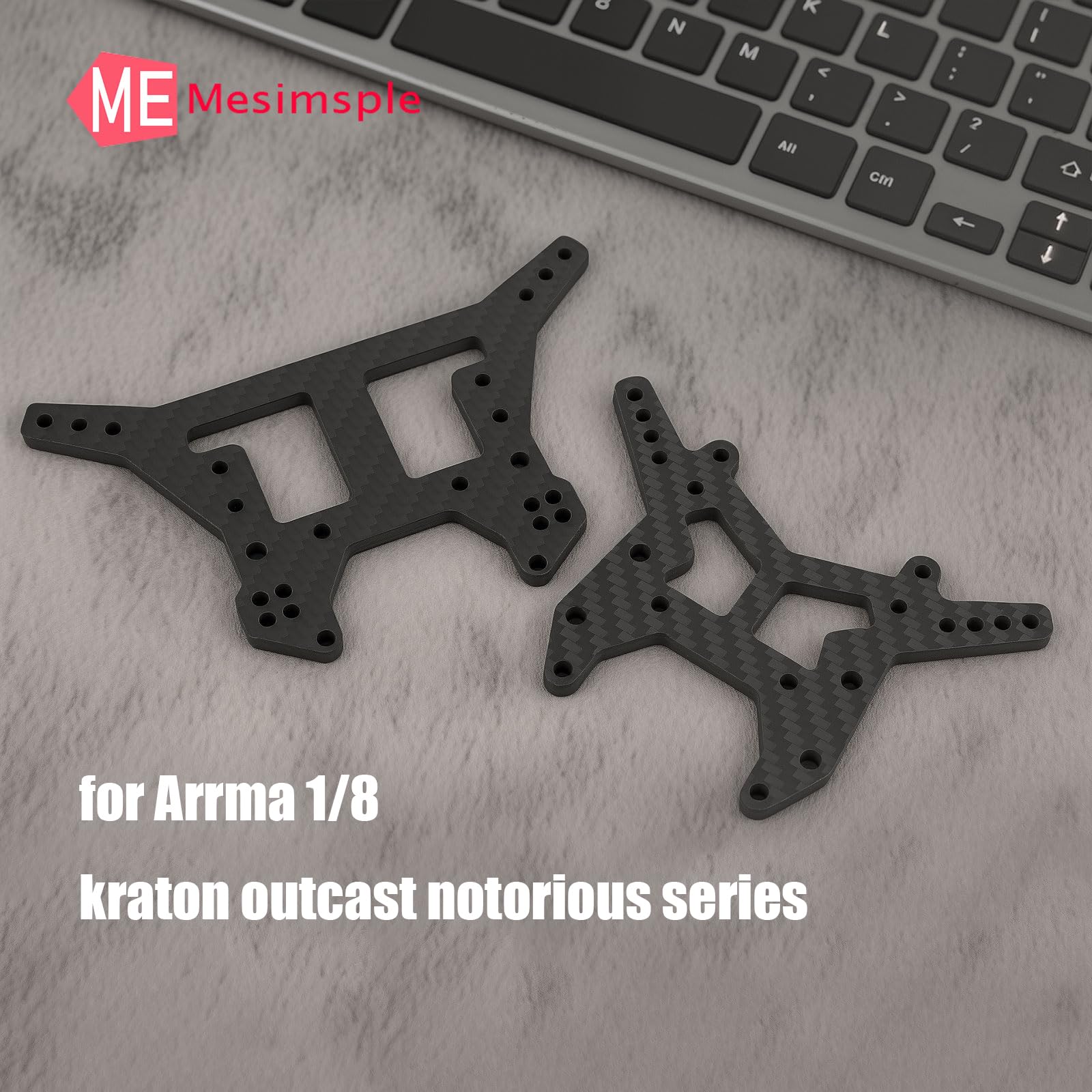 Mesimsple Carbon Fiber Front Rear Shock Tower Kit for Arrma 1/8 Kraton Outcast Notorious 6S BLX & EXB Upgrade Parts