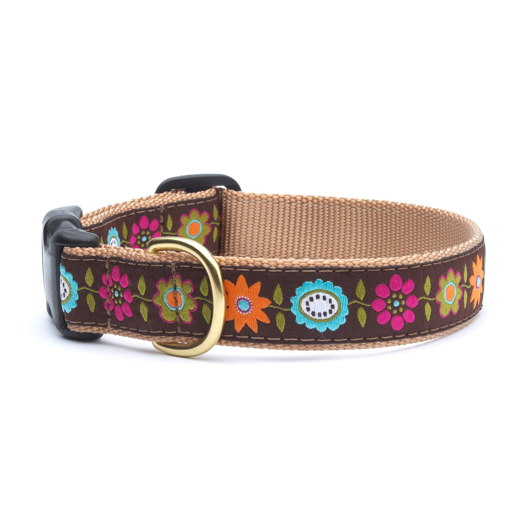 Up Country Bella Floral Pattern (Bella Floral Dog Collar, Large (15 to 21 inches) 1 Inch Wide Width)