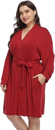 Miniatura 3 de Crystal Dew Batas suaves de talla grande para mujer, estilo kimono, bata de baño, ligera, de punto modal, ropa de descanso de maternidad