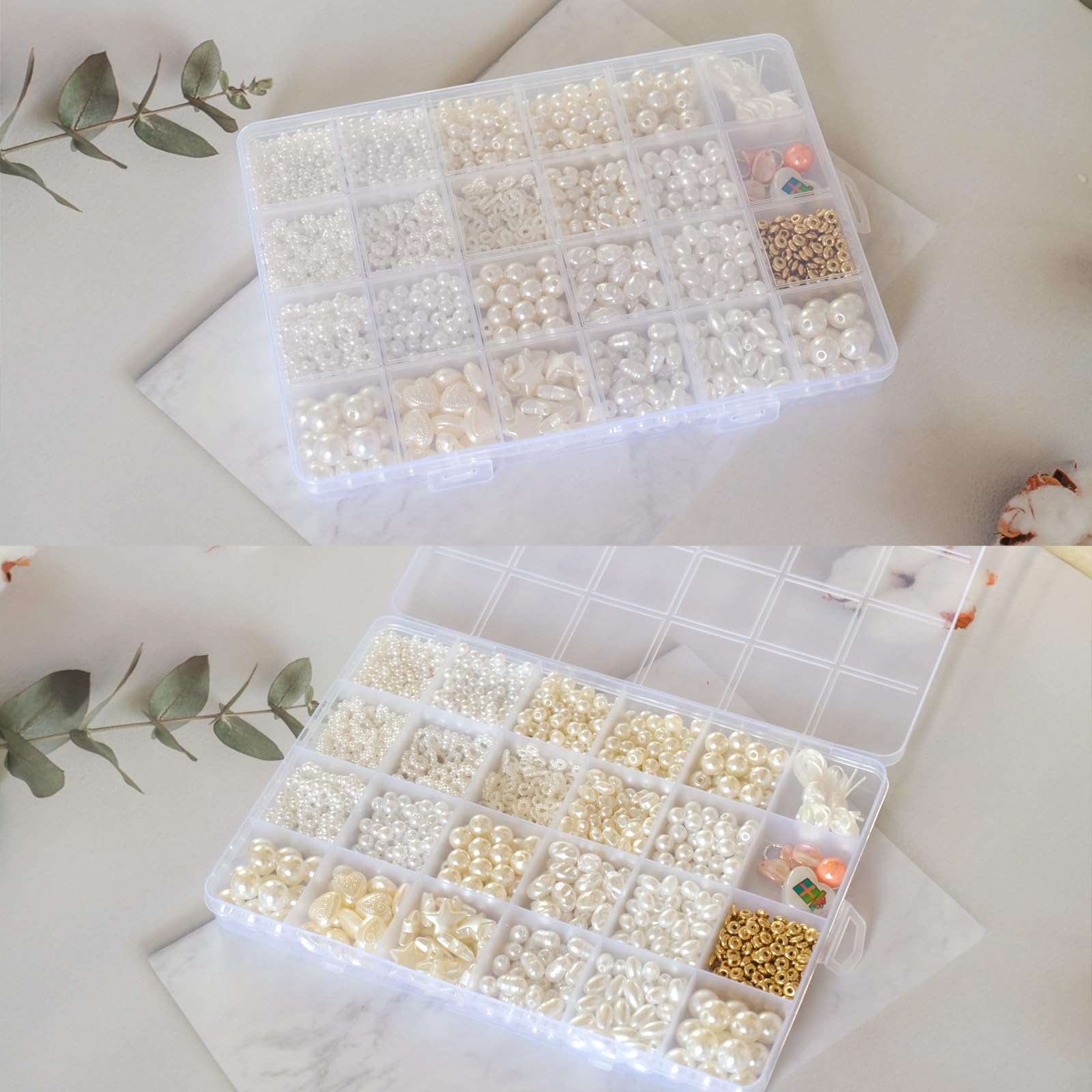 BATHRINS Witte kralen voor armbanden, kralenset voor het