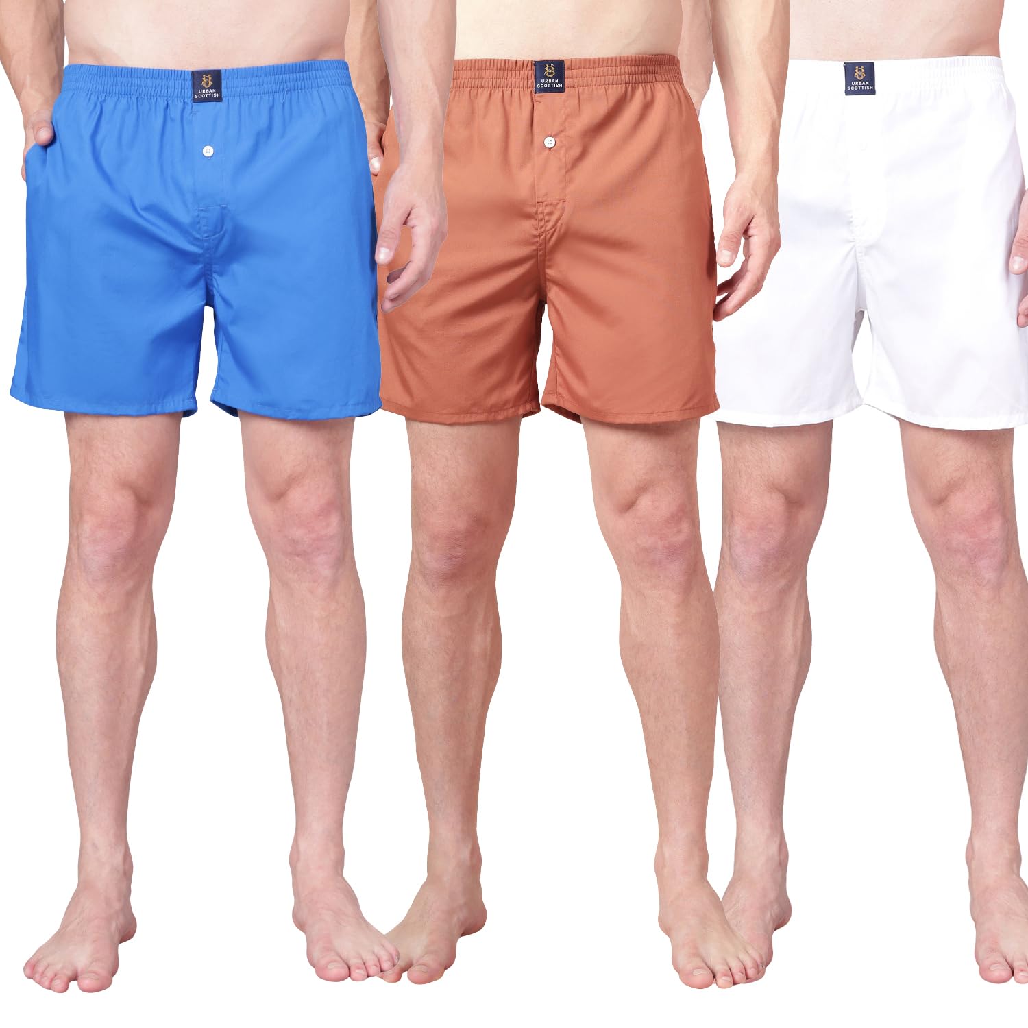 urban scottish Men’s 100% Cotton Solid Boxers Shorts with Side Pockets (Pack of 3) (USB-04-05-08-L) Multicolour-picture-28