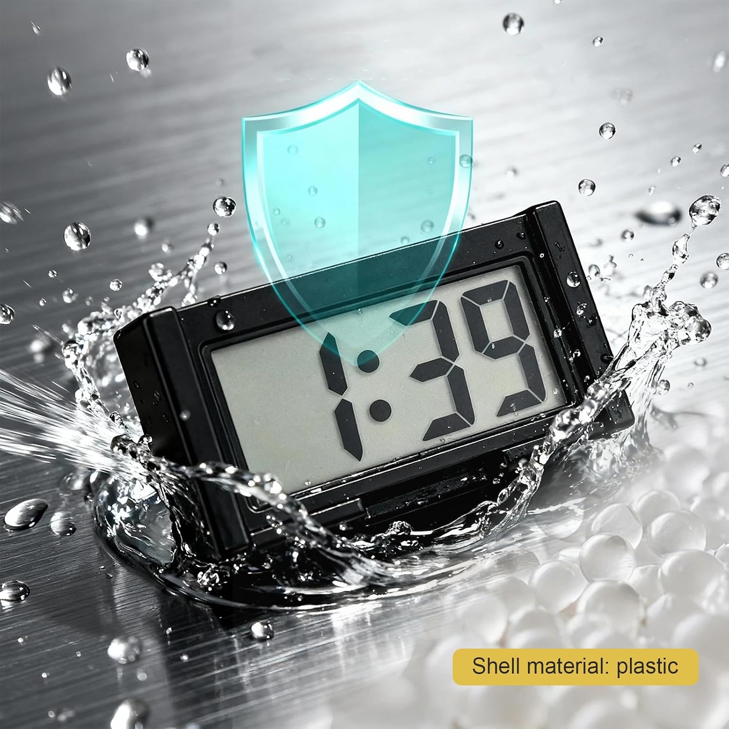 Car Small Digital Clock, LCD Display Portable Dashboard Clock with 12-Hour and Day Display, Self-Adhesive Mini Travel Watch, Interior Accessory for Car & Home (Black) image 3