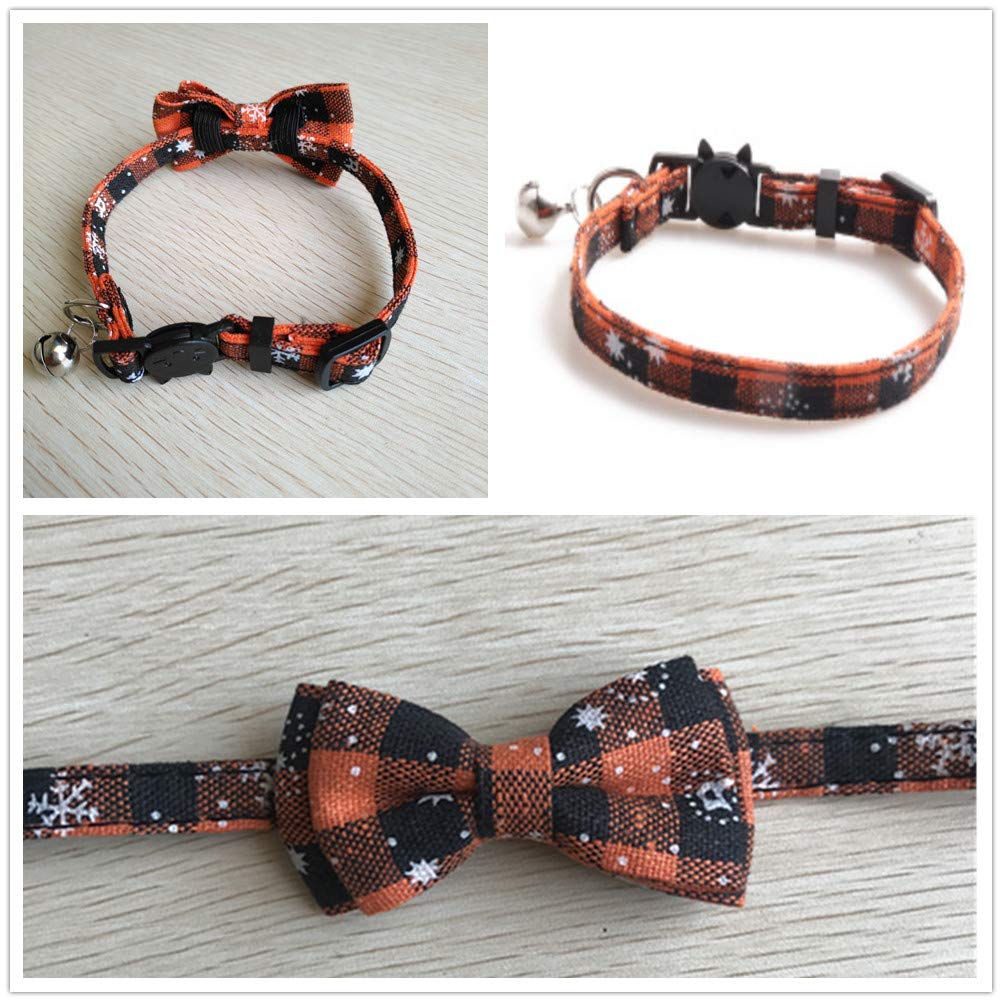 Gagaciso Katzenhalsband Mit Fliege & Glocke – 2 Stück, Rot & Orange, Baumwolle