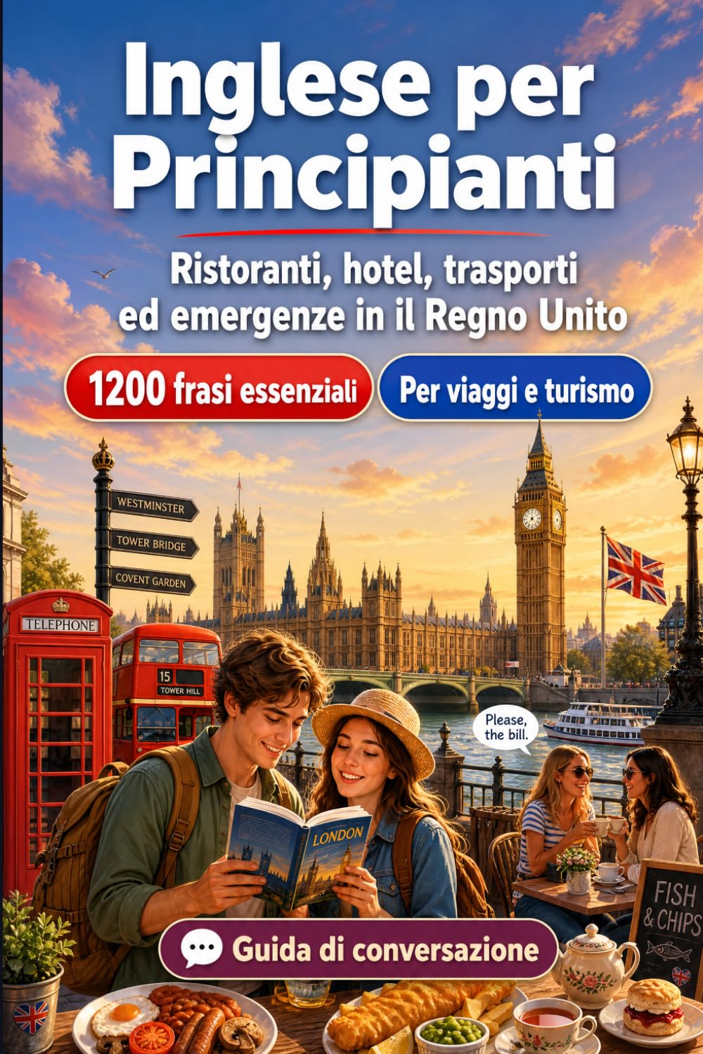 Inglese Per Principianti: 1200 frasi essenziali in Inglese per viaggiare: Guida facile alla pronuncia, conversazioni quotidiane, ristoranti, hotel, trasporti, shopping, emergenze