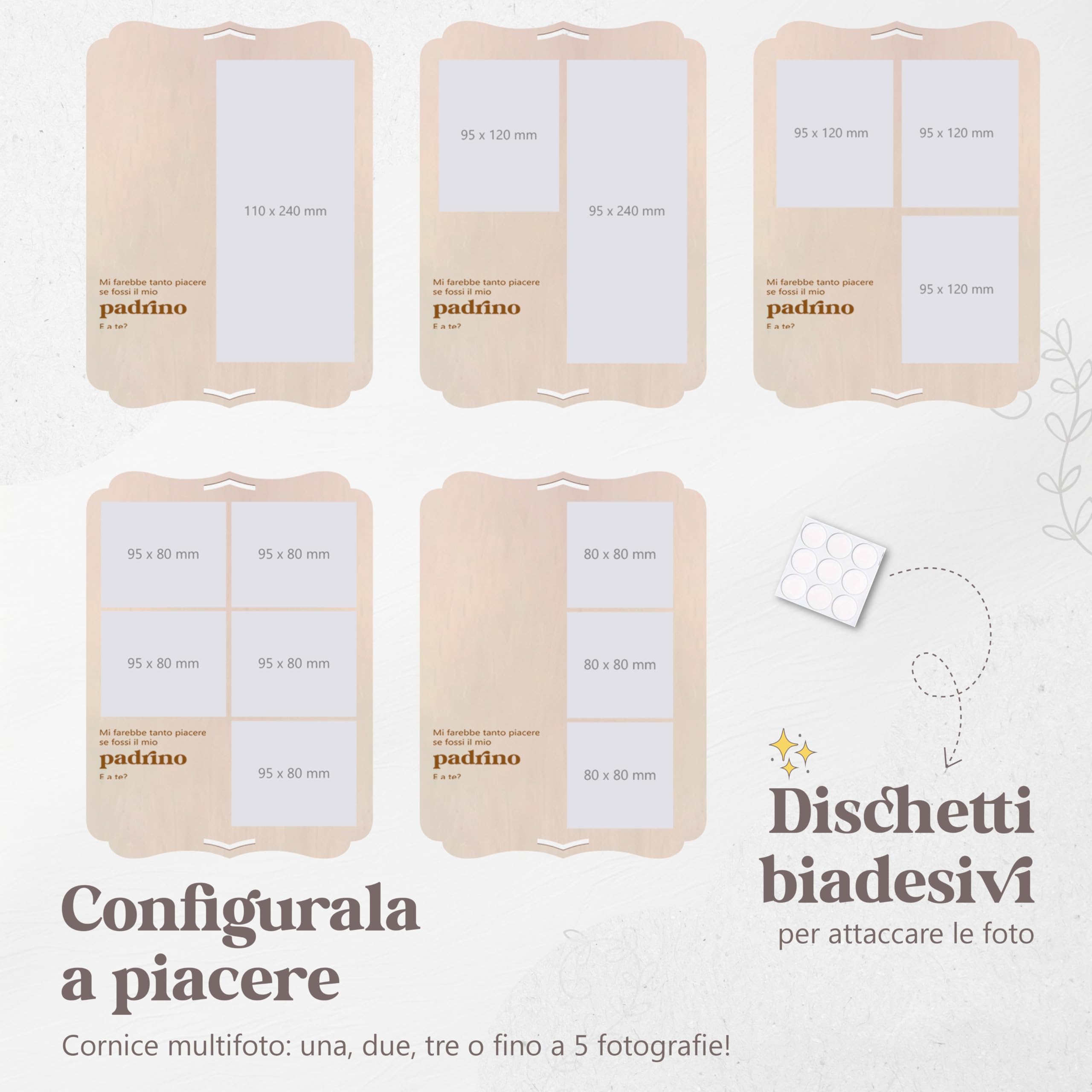 Cornice portafoto in legno con dedica per padrino e madrina tema piccolo principe o altri temi a scelta - Italia