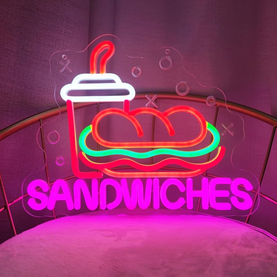 Sandwiches Neon Sign Sandwich Neon Signs for Wall Decor, Food