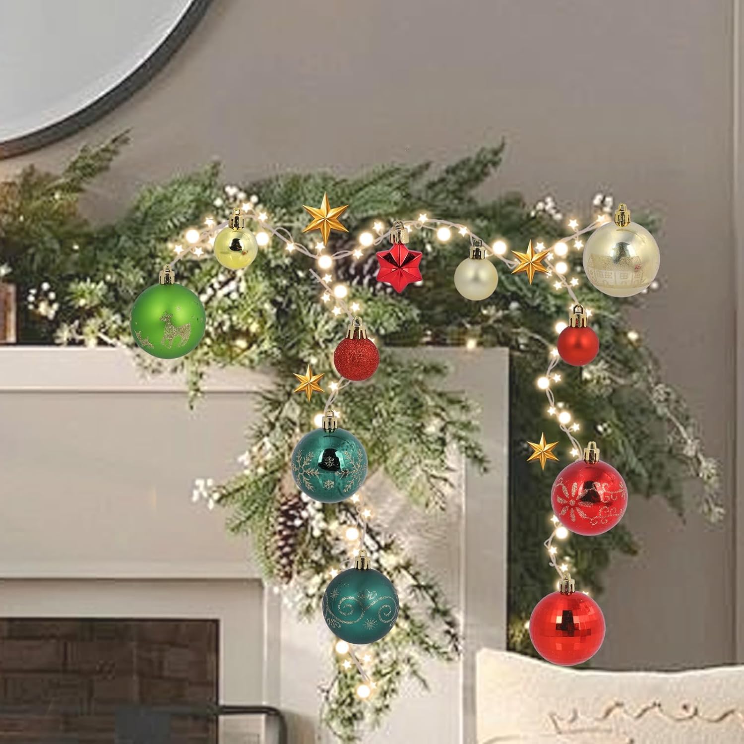 VRB Dec 44 Pcs Christmas Balls Ornaments Shatterproof Gold Xmas Trees Parties Decorations Balls for Holiday Wedding Party Decoration,with Hanging Hole (44 Pcs Design 3) 3