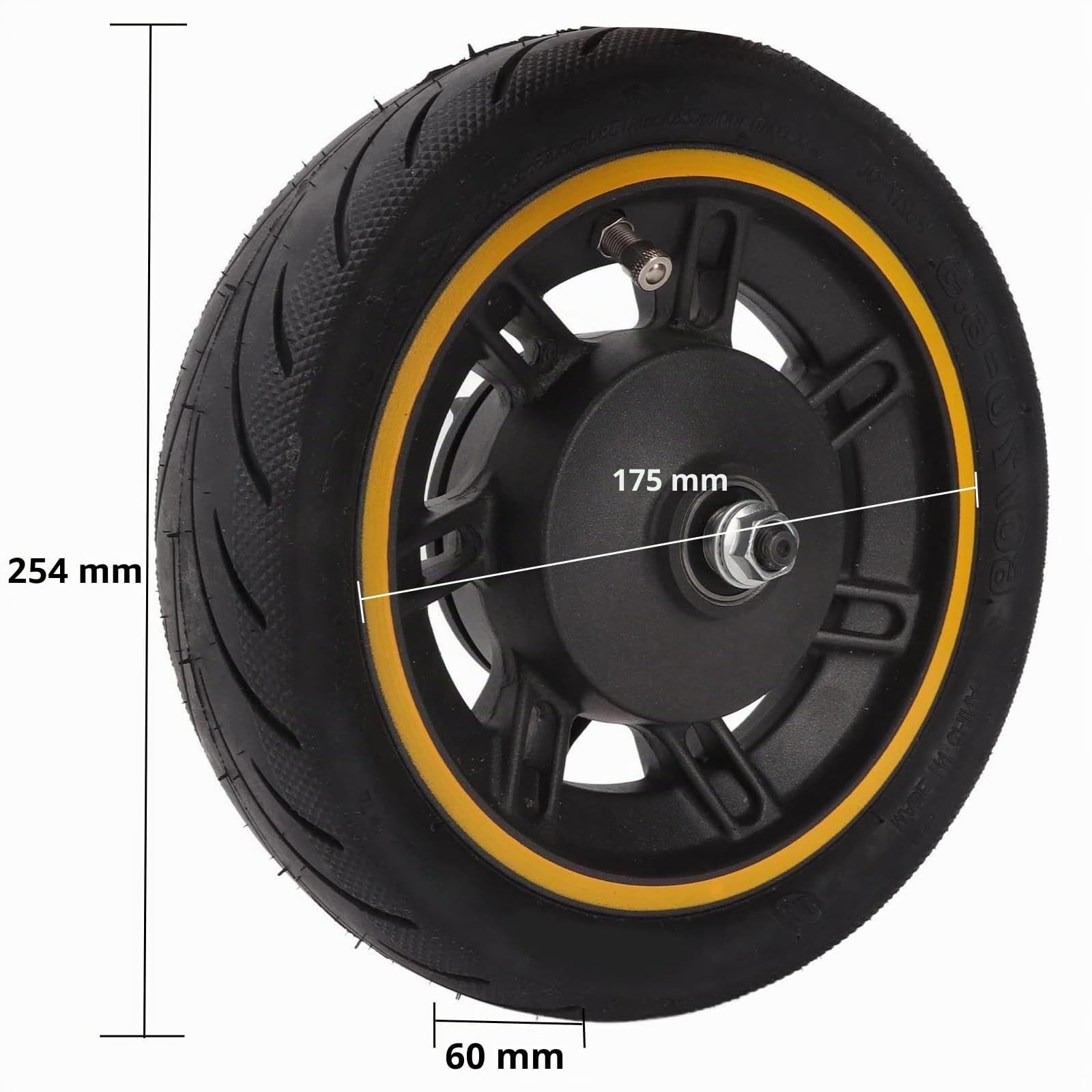 Roues Tubeless pour Segway Ninebot Max G30, 60/70-6,5 Scooter Roue Avant | Roue Avant de Trottinette Électrique de 10 Pouces avec Frein à Tambour