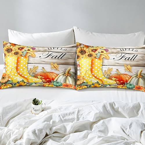 Miniatura 4 de Manfei Juego de sábanas de otoño tamaño matrimonial, juego de sábanas de 4 piezas con sábana bajera de bolsillo profundo + sábana encimera + 2