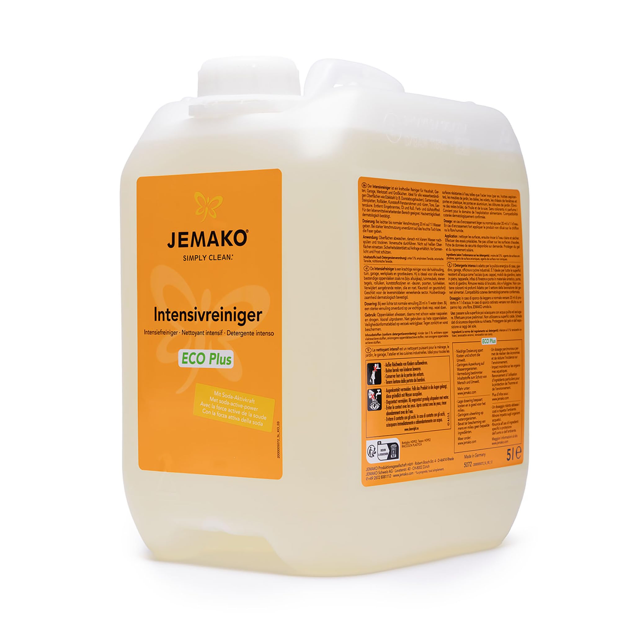 JEMAKO Intensivreiniger 5L Kraftvoller Fett- & Schmutzlöser für Kunststoff, Metall, Stein & Küche Ideal für Backofen, Grill, Fensterrahmen & Gartenmöbel