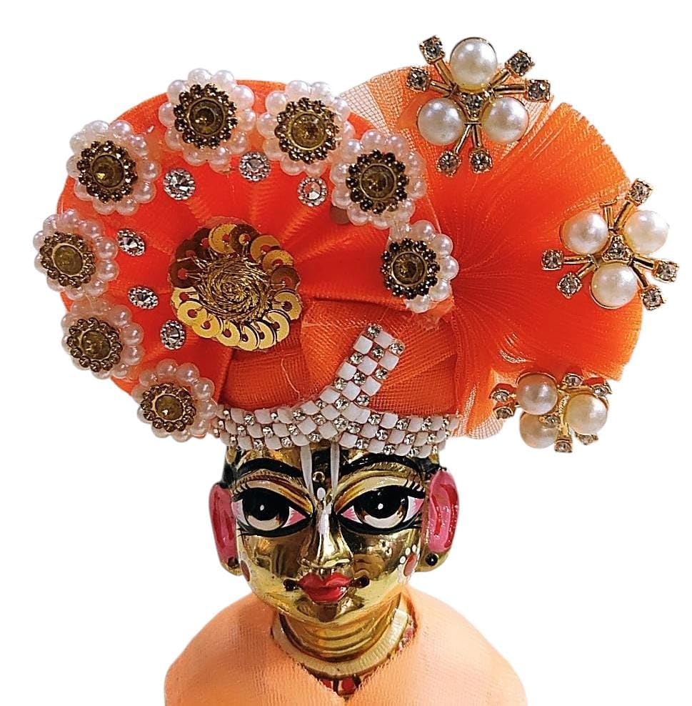 Image of Partish Laddu Gopal Heavy Poshak Size 0 l Ladoo Gopal Dress l Bal Gopal l Kanha Ji Thakur Ji Net Dress (Peach)