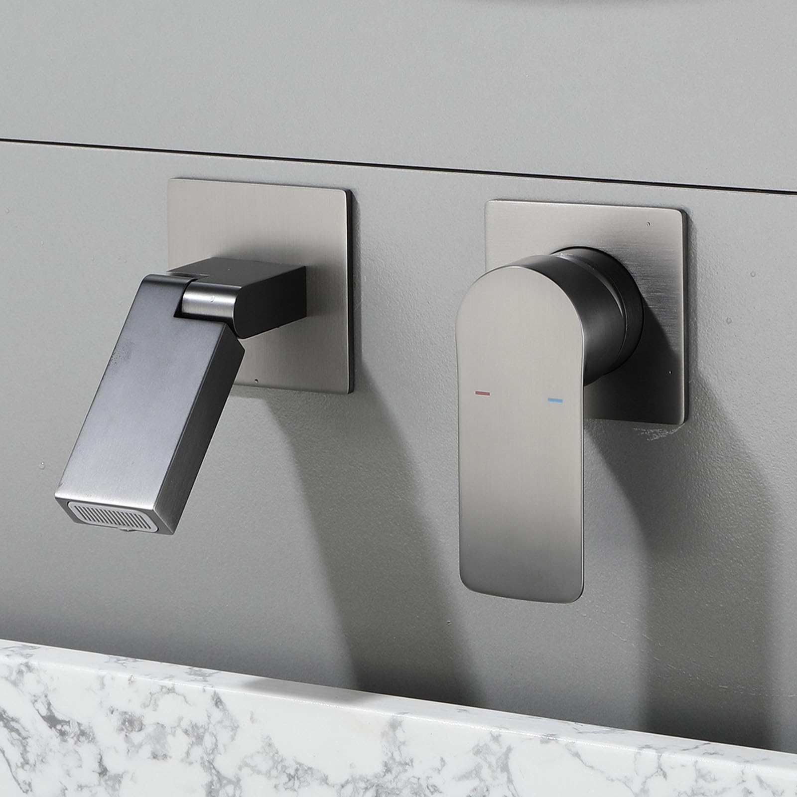 Itnxvkges Gun Gray Bathroom Tap Concealed Single Lever Basin Mixer Tap Hot And Cold With Swivel Spout Gray
