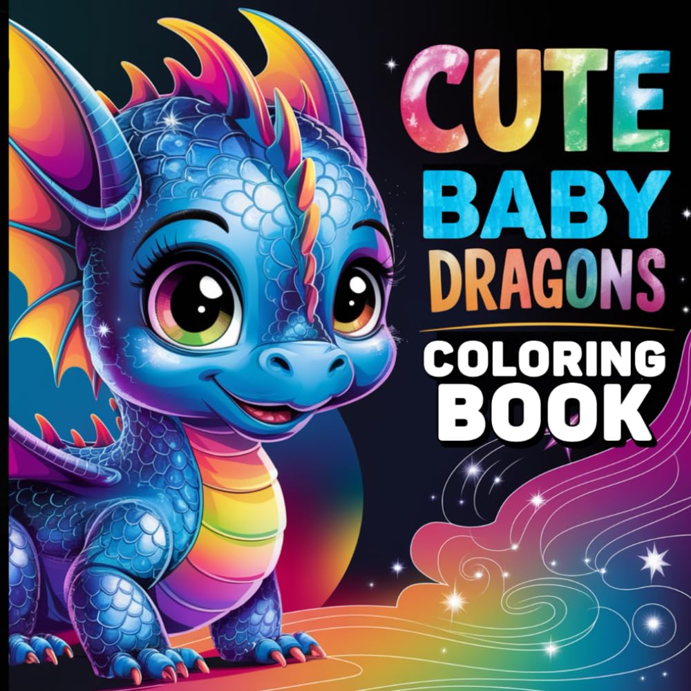 Cute Baby Dragons Coloring Book: Magical designs for adults to color, relax, and enjoy: flowers, butterflies, treasure, and more.