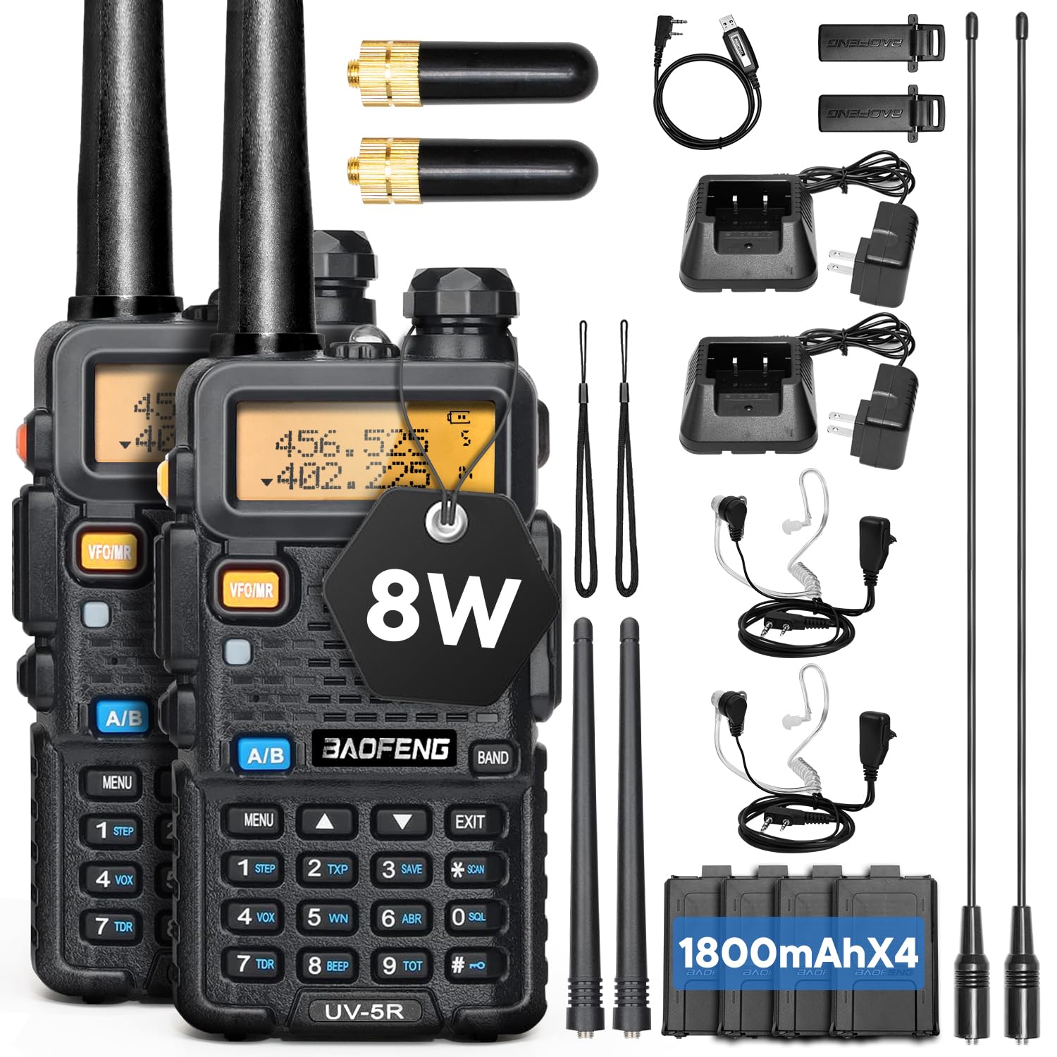 BAOFENG UV-5R 8W Ham Handheld Radio Long Range with Antenna
