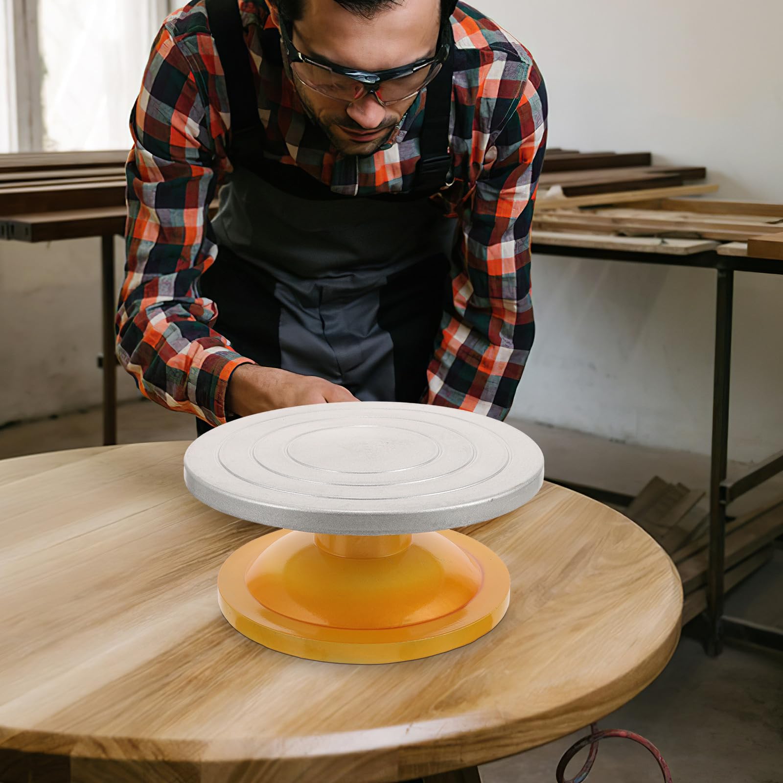 Mipcase Tavola Girevole in Plastica per Ceramica, 25cm, Rotazione Manuale