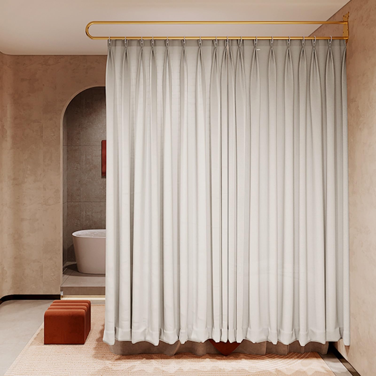 GLDYTVF d Partition Curtain RodWall Mounted Privacy Divider for Salons Health Centers Living RoomsElegant & Functional Decor Solution