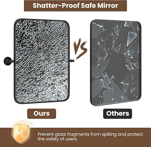 Miniatura 7 de Tangkula Espejo de baño de 30 x 22 pulgadas, espejo rectangular con película inastillable, tornillos de expansión, soportes de pared, espejo