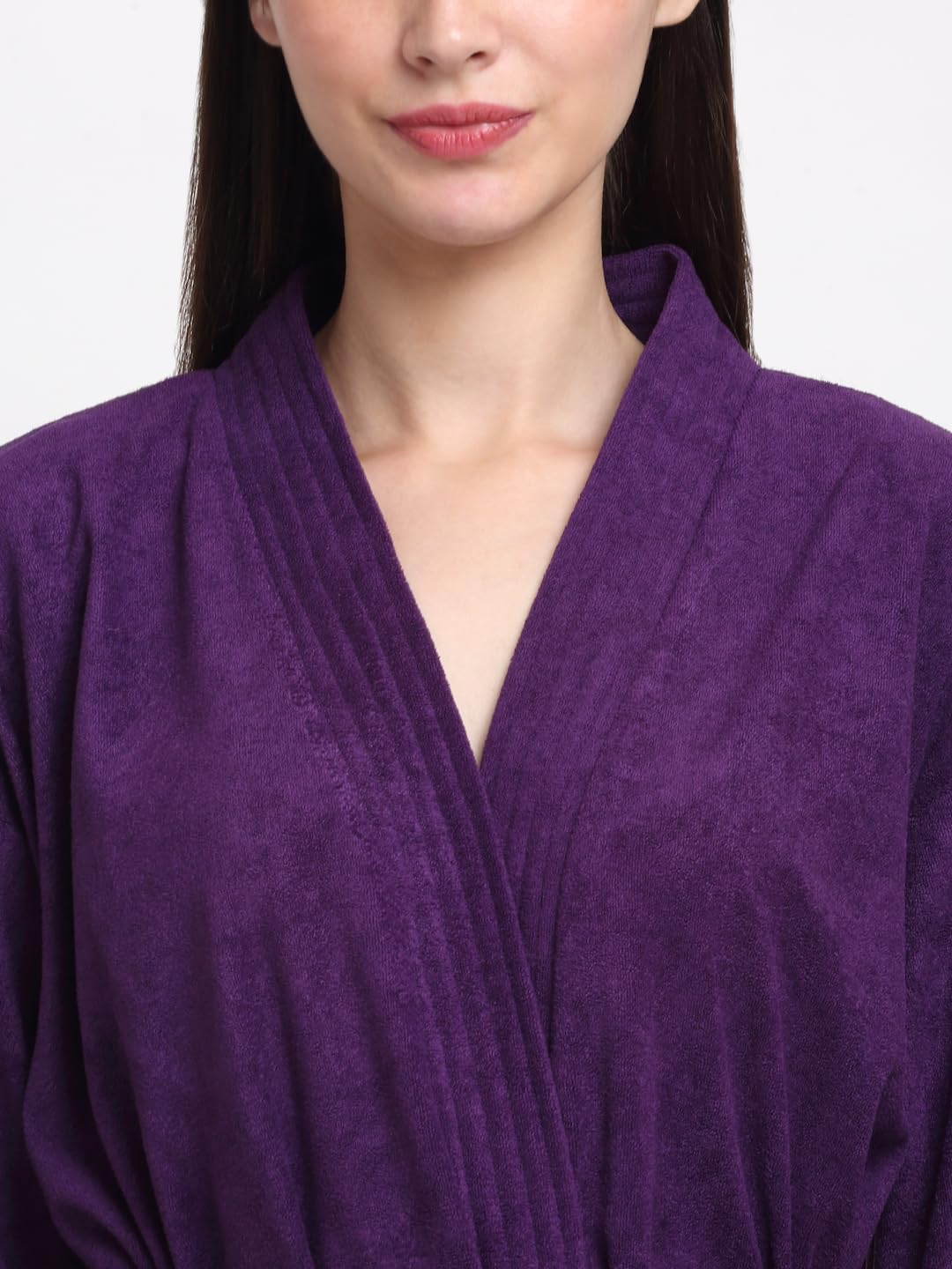 CREEVA Everyday Unisex Micro Terry Bathrobe Collection With kimono collar and 1 Pocket, 3/4 Sleeve Bath Robe Super Soft Light Weight - Indigo - Image 5 thumbnail