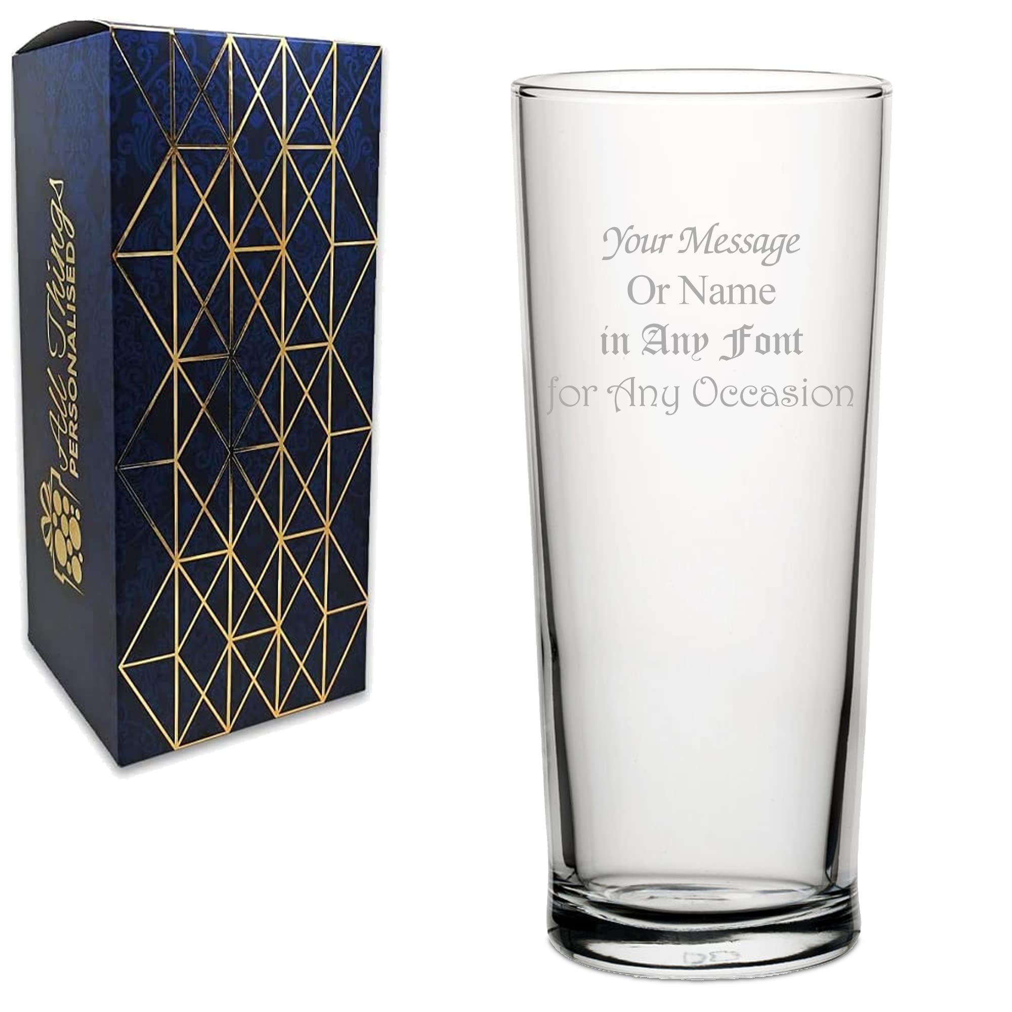Personalised Engraved 20oz Parliament Pint Glass, Personalise with Any Message for Any Occasion, Stylize with a Variety of Fonts, Gift Box Included, Laser Engraved