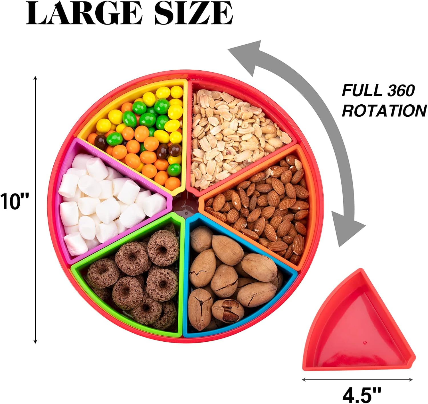  | Aichoof Colorful Rotating Snack Serving Tray and Colorful Taco Holder Stands Set of 6, BPA-Free, Dishwasher Safe: Serving Trays