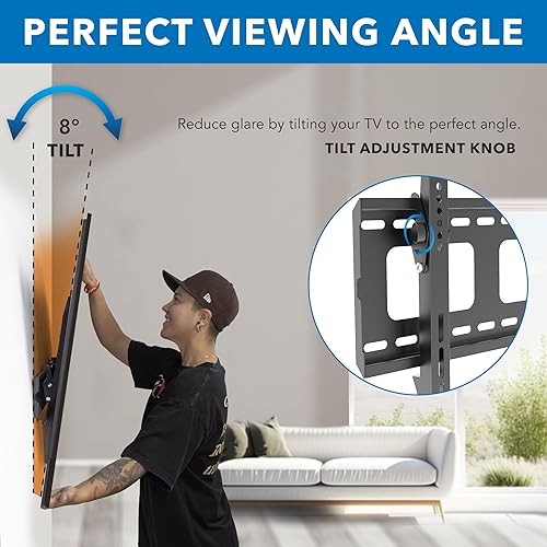 Miniatura 5 de Mount-It! Soporte de pared para TV de perfil bajo  Soporte ultradelgado para televisores de 43 a 90 pulgadas  Inclinación hacia abajo para