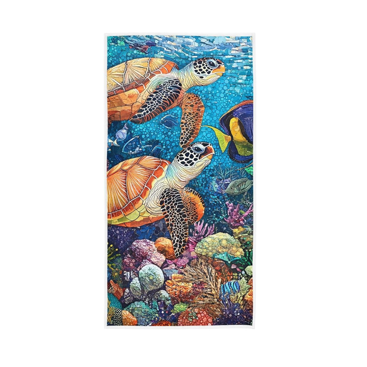 LSRCPD Underwater Scene Hand Towels, Bathroom Towel for Hand, Face, Hair, Yoga, Kitchen, Bath 15 x 30 Inches