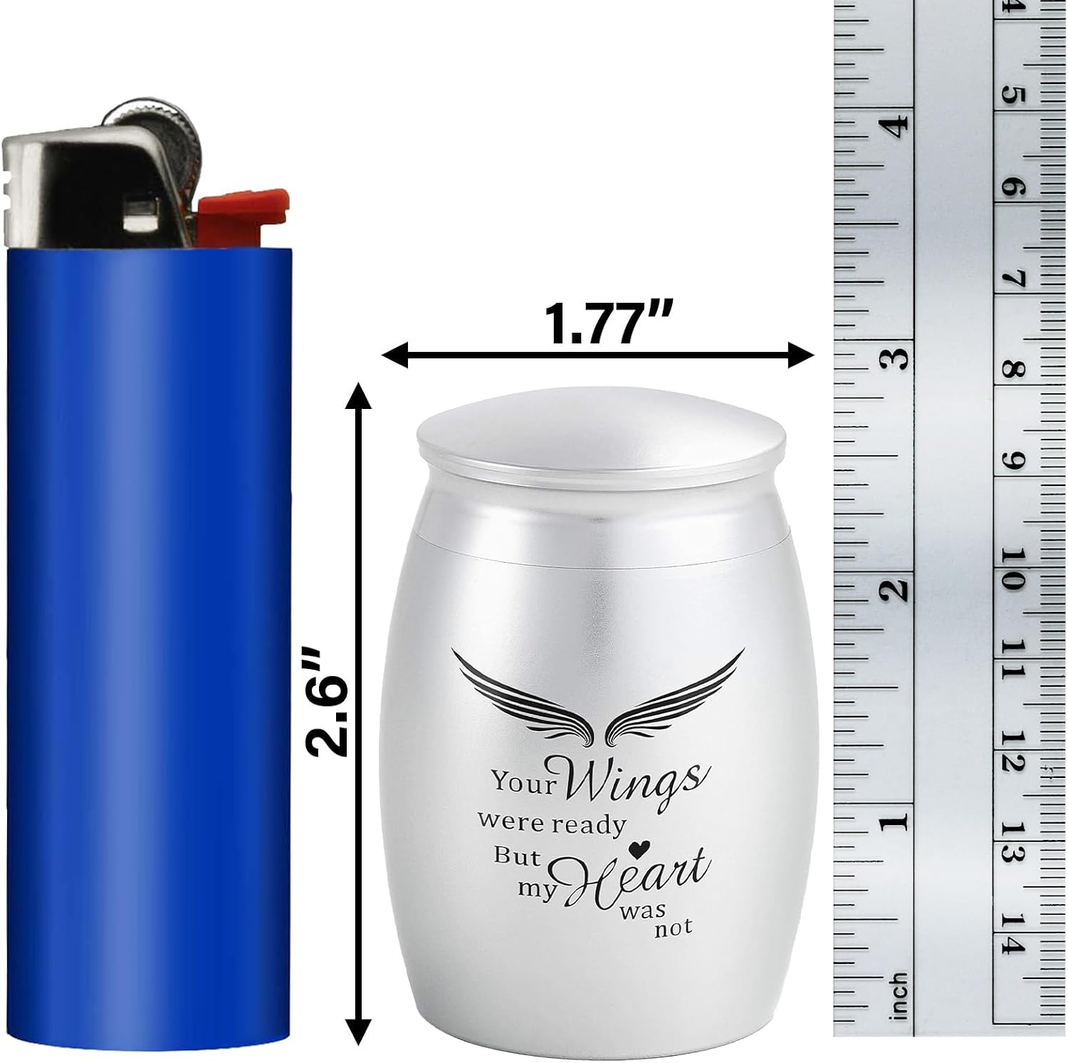 Small Urns for Human Ashes Keepsake, 2.7Inch Mini Urns for Human Ashes with Angel Wings,Memorial Gifts for Loss of Loved One - Unique Travel Urn Miniature Ash Holder Tiny Urn,Siver