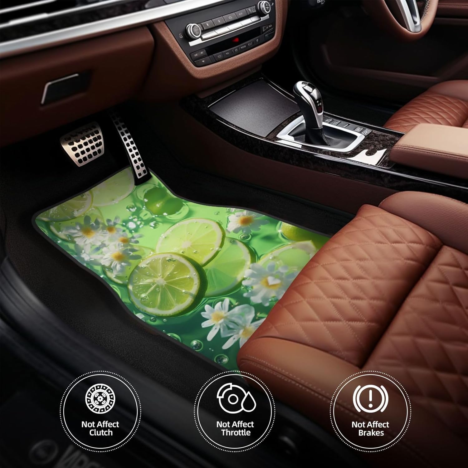 Lemons in the water Patterned car mats 4-piece set | For cars/SUVs/trucks | Firm fit without displacement