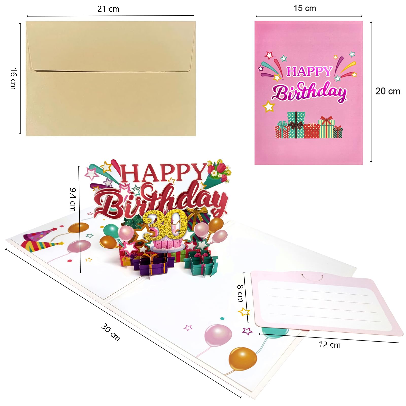 LIN Pop-Up Card, Birthday, Voucher, Invitation, Anniversary, 30 Years - View #9