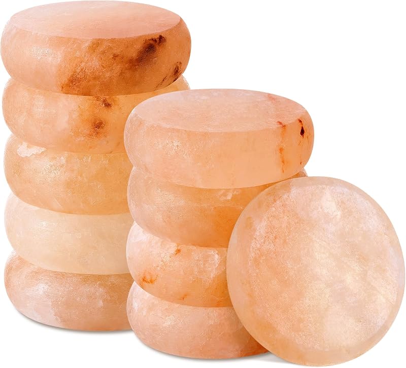 Swiffen Conjunto com 10 Pedras de Sal Rosa do Himalaia para Massagem, Formato Oval Plano