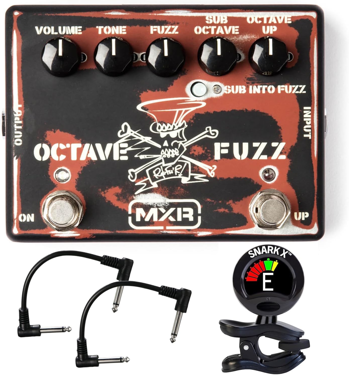 MXR SF01 Slash Octave Fuzz Pedal - Bundle with 2 Patch Cables and Snark-X Tuner