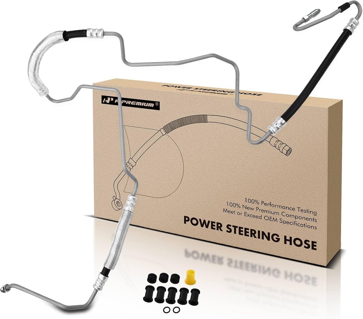 A-Premium Power Steering Pressure Hose Line Assembly Compatible with Dodge Grand Caravan 2008-2010 & Chrysler Town & Country, Voyager & Volkswagen Routan, V6 3.3L 3.8L, with Aluminum Foil Sheath