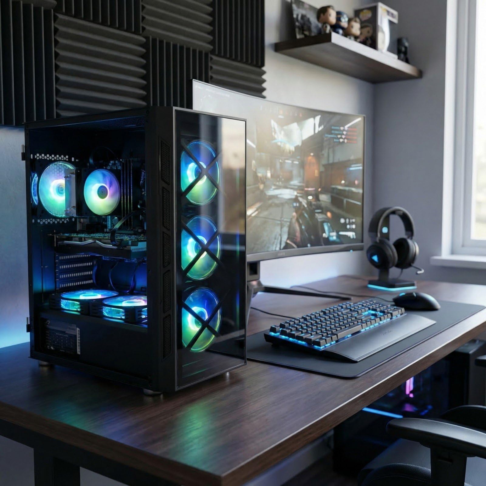 STGsivir PC Gamer Fixe, Ordinateur Gaming, Core i7 up to 3.9 GHz, Geforce GTX 1660 Super 6Go GDDR6, 32Go RAM, 1To SSD, WiFi6, BT 5.0, Ventilateur RGB x6, Windows11 Pro