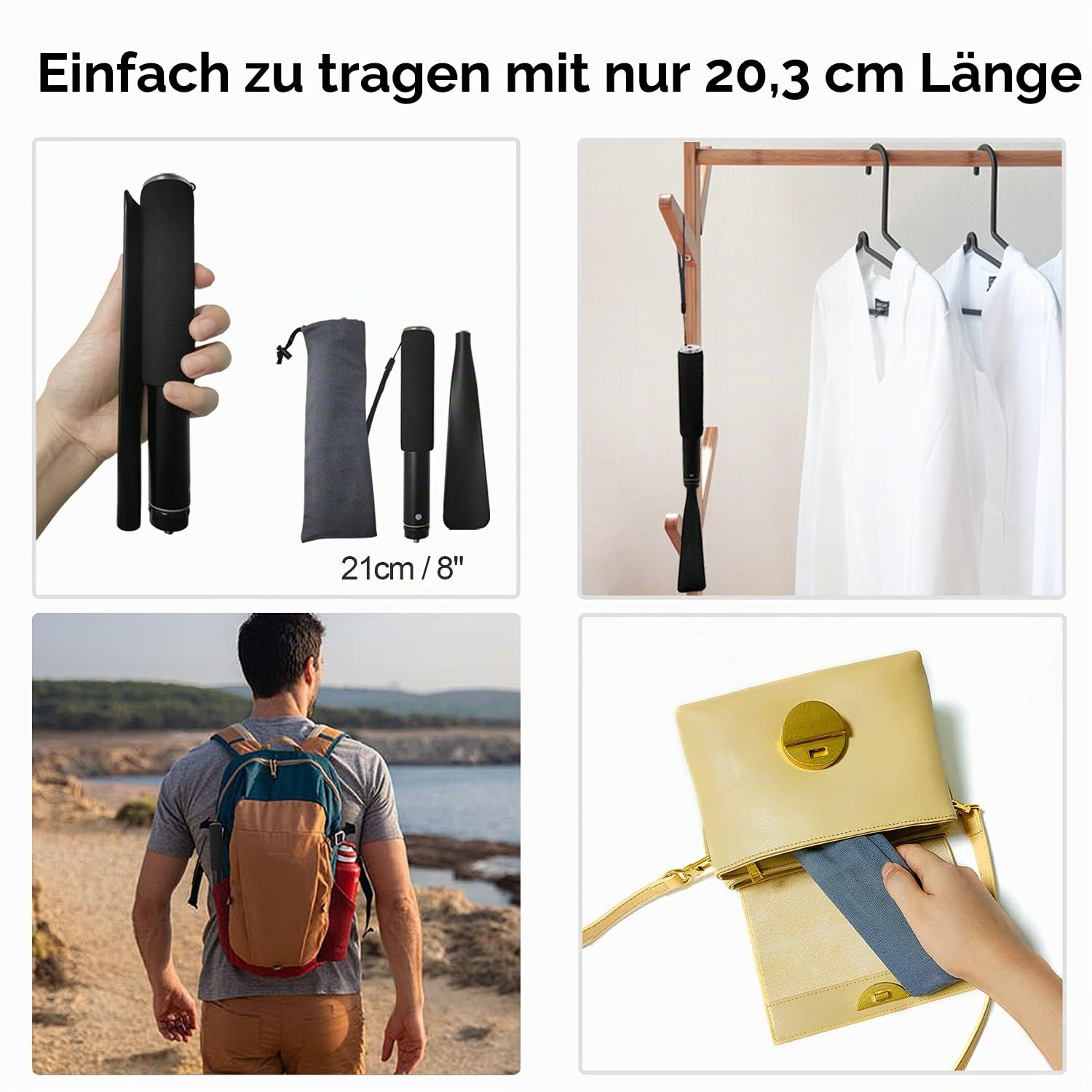 TriPro Schuhlöffel Lang -Teleskopisch 38 cm~94 cm, Aluminiumlegierung, Schuhanzieher Lang, Schuhlöffel Metall Lang für Herren Damen Kinder Senioren