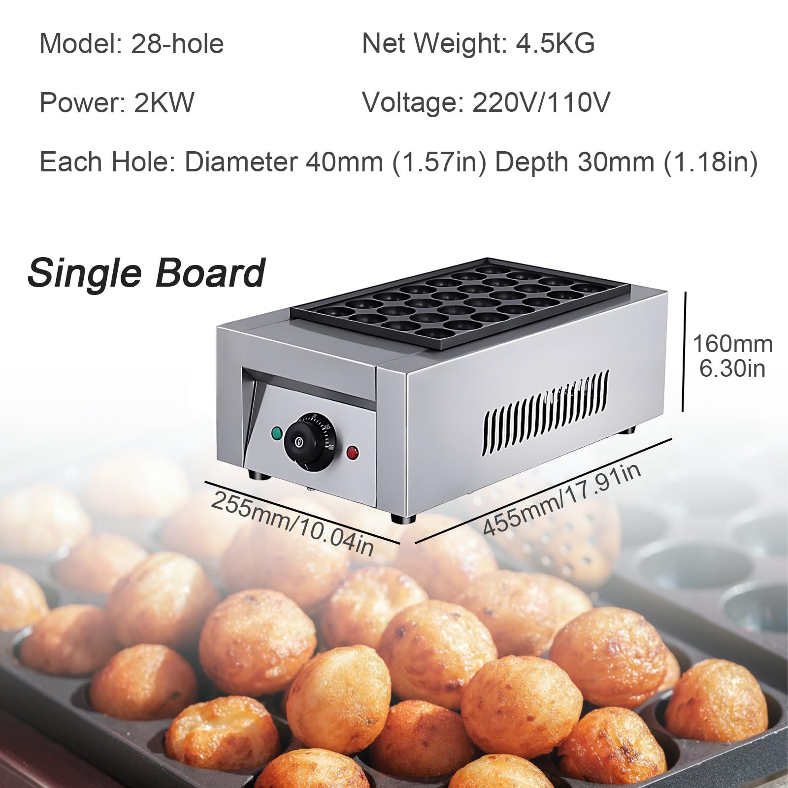 SHAHRYAR Macchina per Takoyaki Professionale 28 Fori Acciaio Inox
